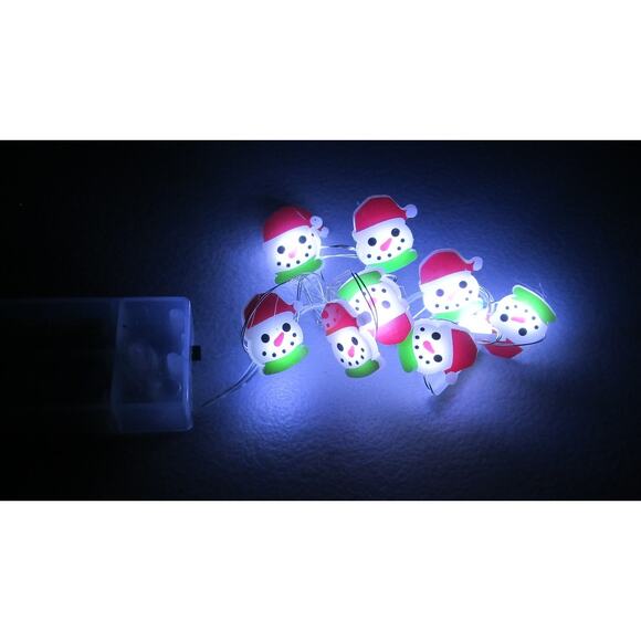 Christmas House LED Snowman Face String Lights 10 Count 3 Ft Battery DIY Crafts - Picture 1 of 4